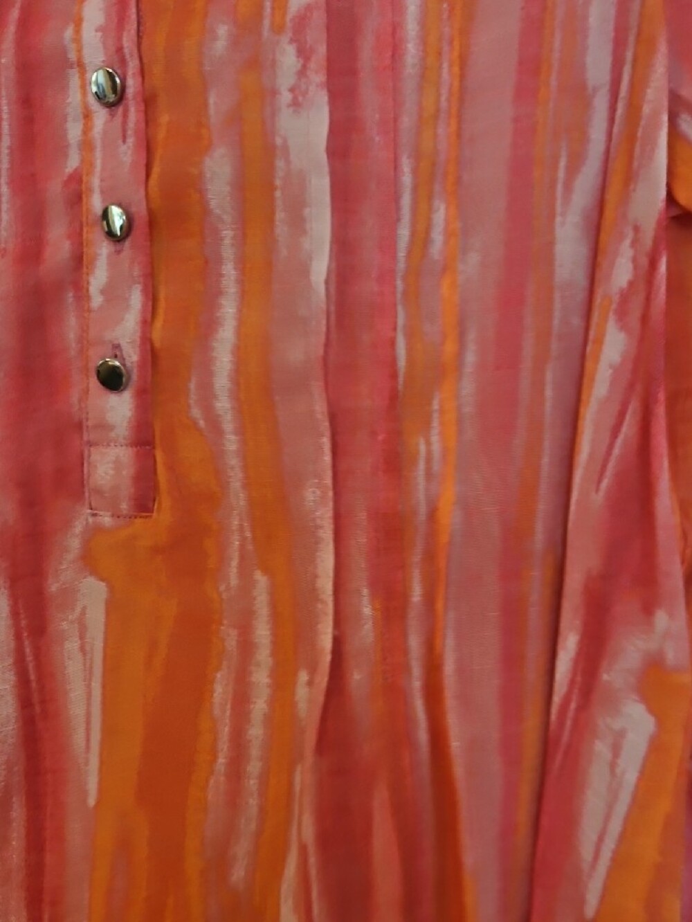 Ava & Grace Pink and Orange Watercolor Stripe Roll-Tab Tunic Shirt - Picture 5 of 7